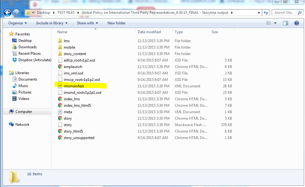 Packaging SCORM FILES best practices & include manifest file
